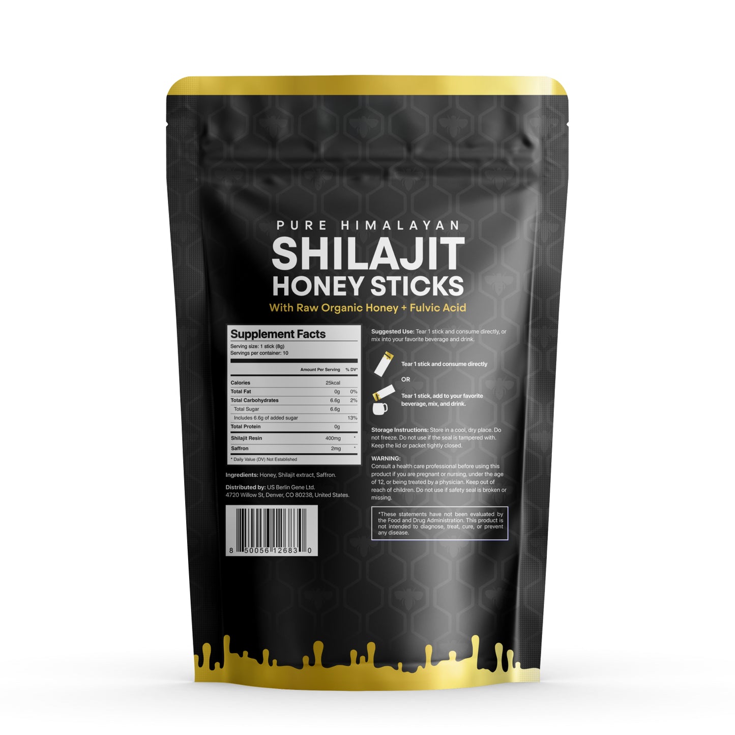 3 True Nutra Pure Himalayan Shilajit Honey Sticks with Raw Organic Honey Fulvic Acid 85+ Essential Minerals Fast Absorbing Long Lasting 10 Sticks (Copy)